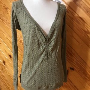 Anthropologie Little Yellow Button V-Neck Top